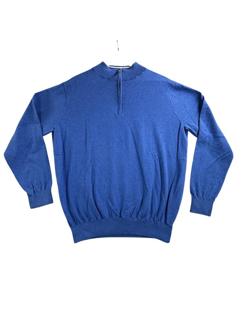 Peter Millar Sweater Mens Large Blue Mock Neck 1/4 Zip Cotton Silk Knit Pullover